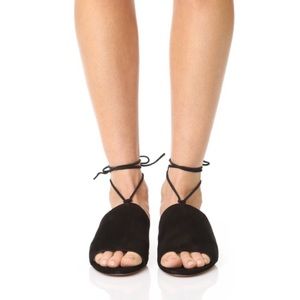 Vince Damon Black Suede Slide Lace Up Sandals 8.5